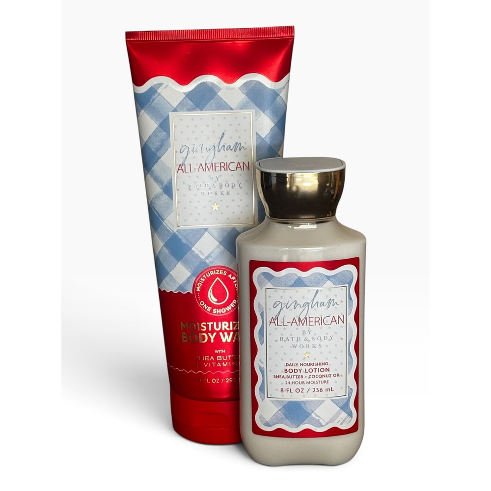 Bath & Body Works Gingham All-American Body Wash & Lotion Set Juicy Red Fruits